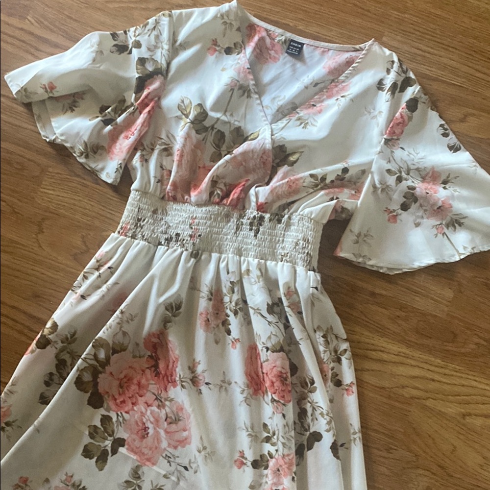 SHEIN Floral Dress - Cream and Pink